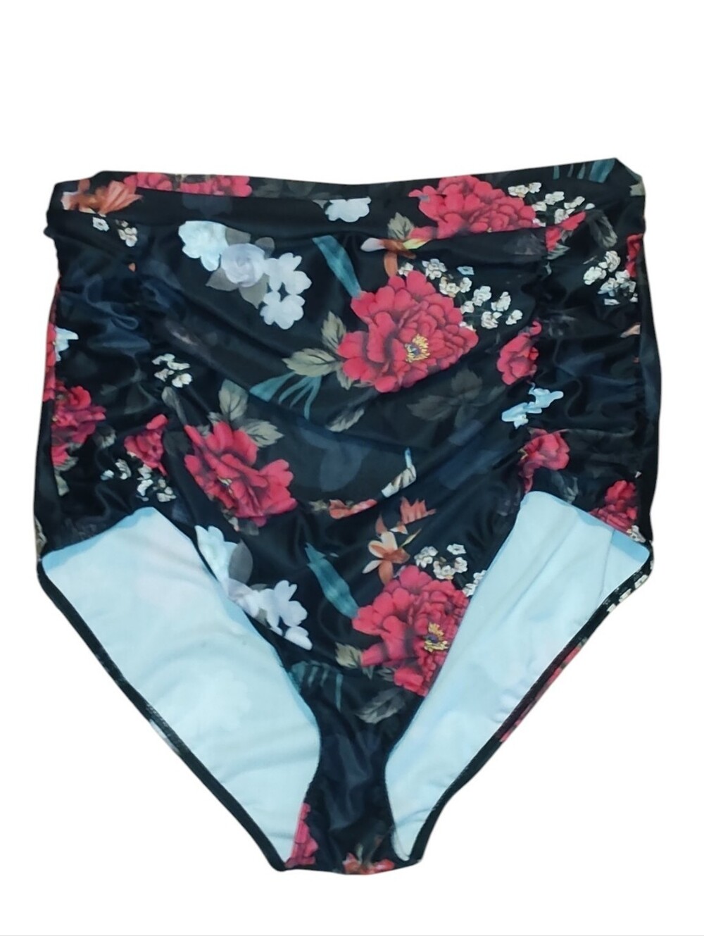 COCOSHIP Floral Two Piece Bikini Bottoms w/ Flattering Rushing Plus Size XXXXL